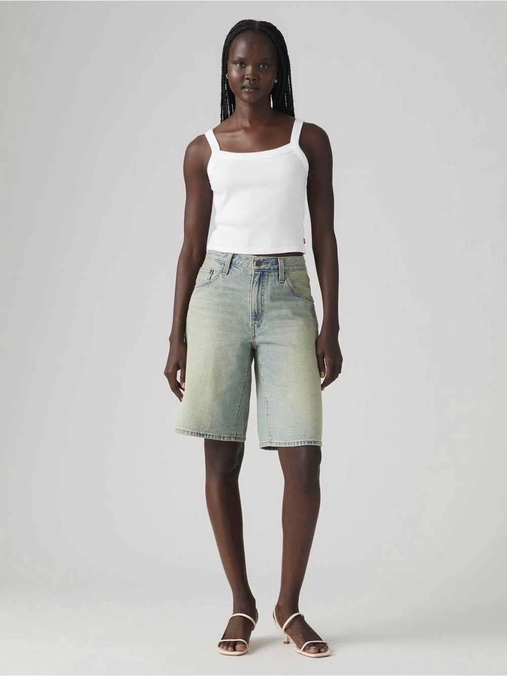 Levi's Mid-Rise Bermuda Shorts - Faded Sage Wash